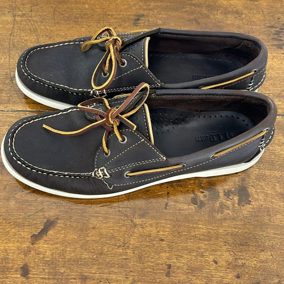 L.L. Bean Men's Brown Boat Shoes Leather Sail Dock Size 10 Outdoor Lake Water - Picture 6 of 15